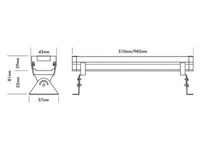 BAR SLIMLINE TRILED IP65 50cm (*CC)