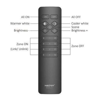 RF-2.4GHz HAND REMOTE CONTROLLER MONO/CCT - 4 ZONEN - BUTTON, black