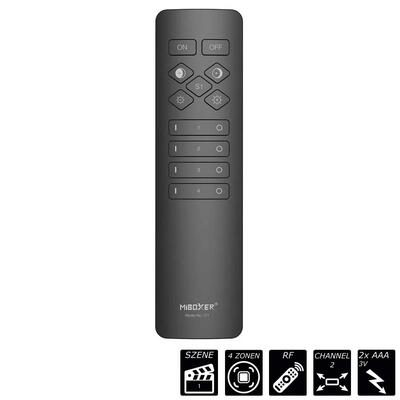 RF-2.4GHz HAND REMOTE CONTROLLER MONO/CCT - 4 ZONEN - BUTTON, black
