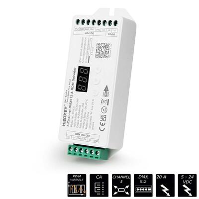 DMX PWM DIMMER 5x 4A, 500/2000Hz