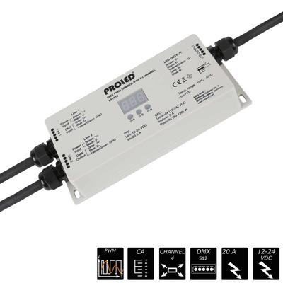 DMX PWM DIMMER IP65 4x 5A (*CA)