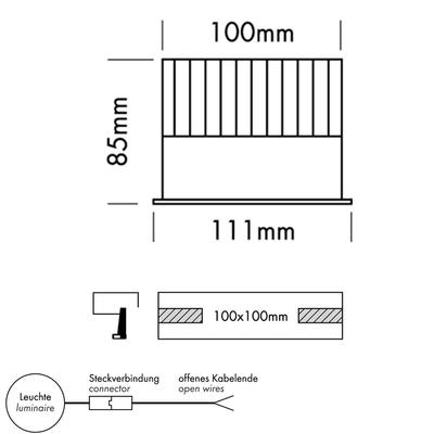 DOWNLIGHT ARENA 100 SQUARE, Reflektor schwarz, WW