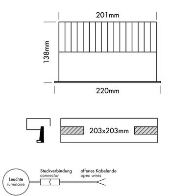 DOWNLIGHT ARENA 200 SQUARE, Reflektor schwarz, WW