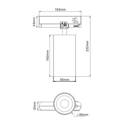 DRUM 3PH 23W - 31W, 230VAC, 36°, schwarz, 4000°K, DALI dim