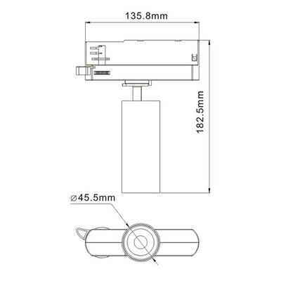 DRUM 3PH MINI COB, 230VAC, 8W, 36°, weiss, 2700°K