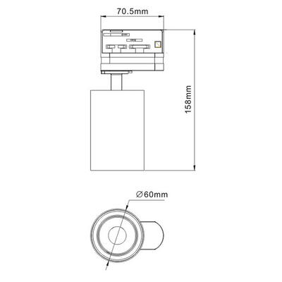 DRUM 3PH MINI GU10, 230VAC, 6W, 38°, weiss, 2700°K