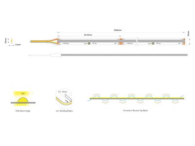 FLEX STRIP DIGITAL COB&CSP MONO WW, 360LED - P36 - 12W, 24V, 5m