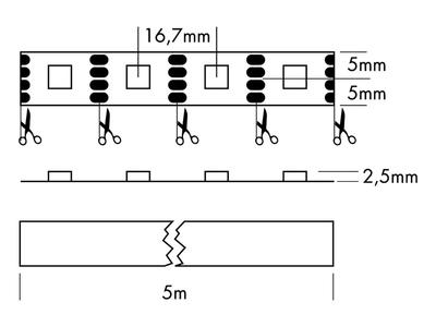 FLEX STRIP DIGITAL RGB 60 SEG - P60 SINGLE CUT - 12V, 5m