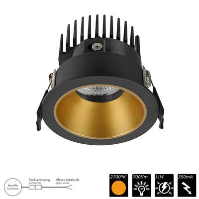 DOWNLIGHT FLEXIO FIXED, schwarz > gold, 18°, SWW