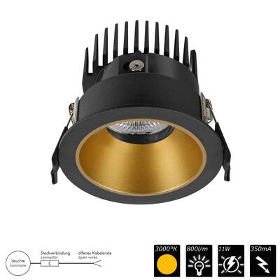 DOWNLIGHT FLEXIO FIXED, schwarz > gold, 25°, WW