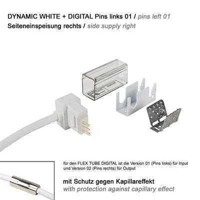 ANSCHLUSSKABEL Seiteneinspeisung rechts, 01 IP67 auf offenes Kabelende FLAT DYNAMIC WHITE + DIGITAL