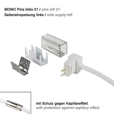 ANSCHLUSSKABEL Seiteneinspeisung links, Pins links 01 IP67 auf offenes Kabelende FLAT MONO