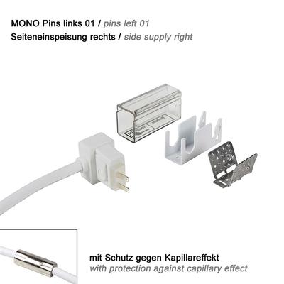 ANSCHLUSSKABEL Seiteneinspeisung rechts, Pins links 01 IP67 auf offenes Kabelende FLAT MONO