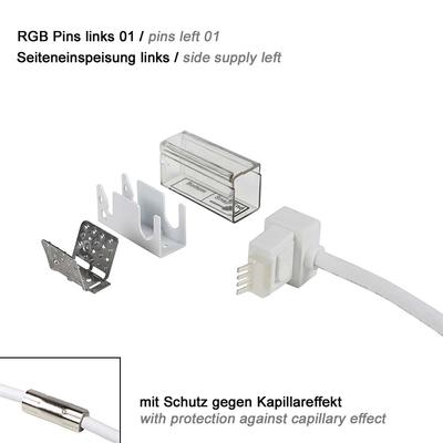 ANSCHLUSSKABEL Seiteneinspeisung links, Pins links 01 IP67 auf offenes Kabelende FLAT RGB