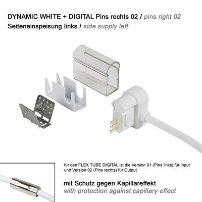 ANSCHLUSSKABEL Seiteneinspeisung links, 02 IP67 auf offenes Kabelende PRO DYNAMIC WHITE + DIGITAL