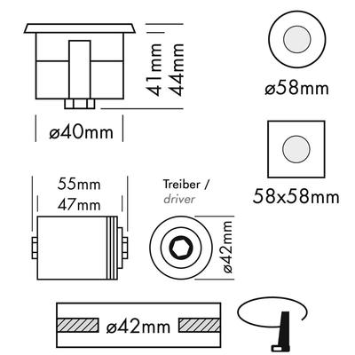 INGROUND 1RC THIN MONO asym. 45°/35°, 230 VAC, WW