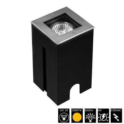 INGROUND HORIZON MINI SQUARE GU10, IP67, 6W, 3000°