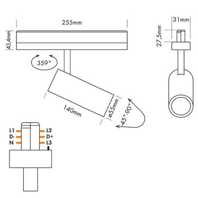 TRACKLIGHT JAY 55 15W DALI 32° (20°, 40°, 55°), schwarz, SWW