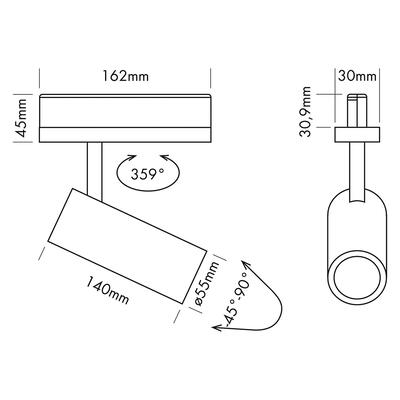 TRACKLIGHT JAY 55 15W 32° (20°, 40°, 55°), schwarz, WW