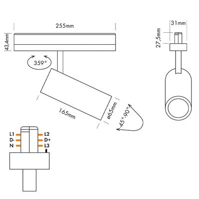 TRACKLIGHT JAY 65 32W DALI 32° (24°, 55°), schwarz, SWW