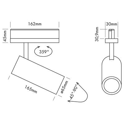 TRACKLIGHT JAY 65 32W 32° (24°, 55°), weiss, WW