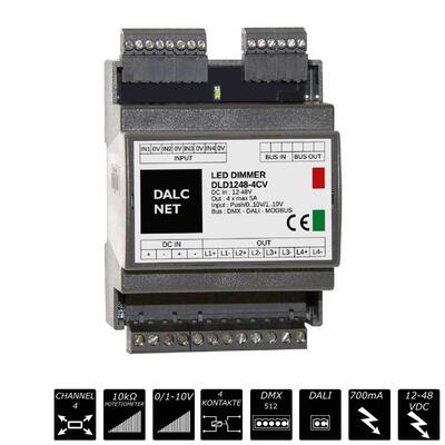 DMX DIMMER MULTI CC, 4x 250-700mA (*CA), DIN-Rail