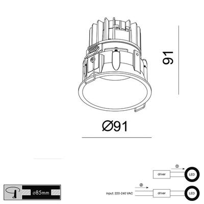 DOWNLIGHT LOFT, COB, rund, 230VAC, weiss, 2700K