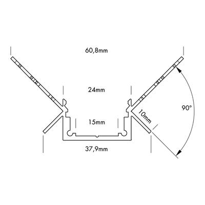ALU PROFILE M-LINE DRYWALL CORNER INTERNAL silber 2m