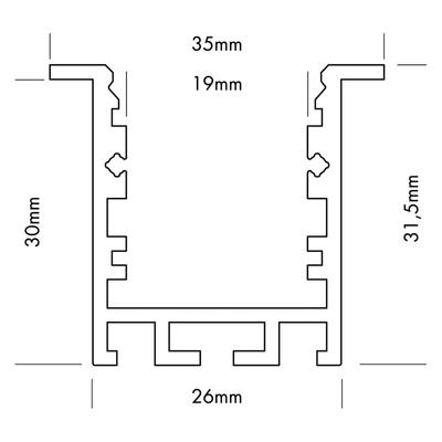 ALU PROFILE M-LINE REC 24 ST weiss 2m