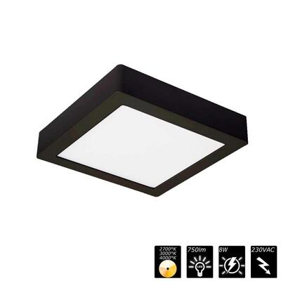 MOON 145 SQUARE, IP54, 230VAC, schwarz, CCT 2700/3000/4000°K