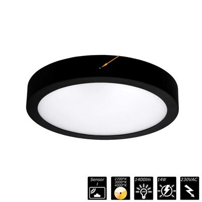 MOON 180 SENSOR, IP54, 230VAC, black, CCT 2700/3000/4000°K