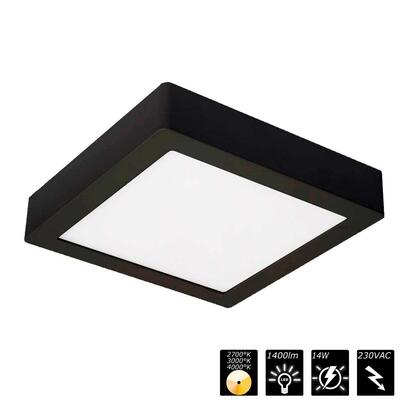 MOON 180 SQUARE, IP54, 230VAC, schwarz, CCT 2700/3000/4000°K