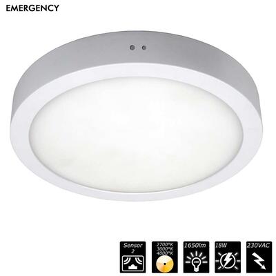 MOON 240 EMERGENCY, IP54, 230VAC, weiss, CCT 2700/3000/4000°K