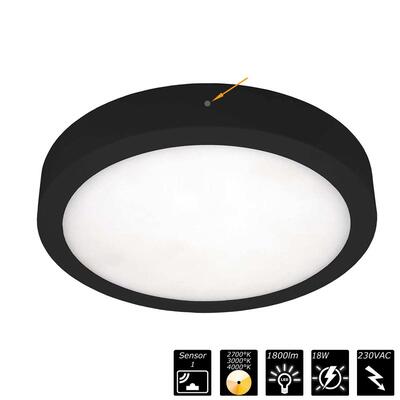 MOON 240 SENSOR, IP54, 230VAC, schwarz, CCT 2700/3000/4000°K