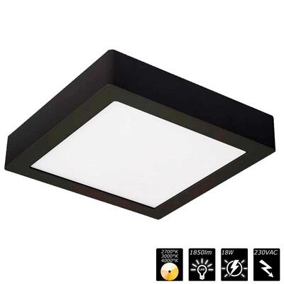 MOON 240 SQUARE, IP54, 230VAC, black, CCT 2700/3000/4000°K