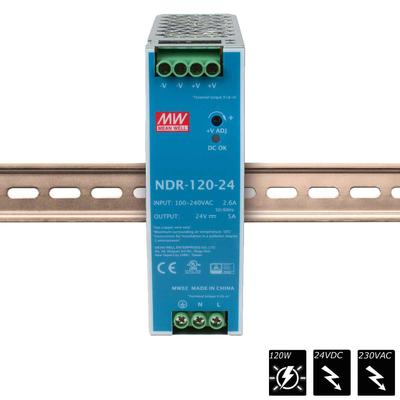 MEAN WELL SCHALTNETZTEIL DIN RAIL PLUS 24 VDC - 120 Watt