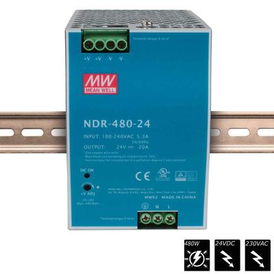 MEAN WELL SCHALTNETZTEIL DIN RAIL PLUS 24 VDC - 480 Watt