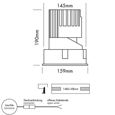 PERFORMANCE L STD SPOT FIXED square, Refl. schwarz, 35°, WW