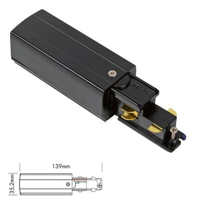 KABELANSCHLUSS für 3-PHASEN DALI STROMSCHIENEN, rechts, schwarz