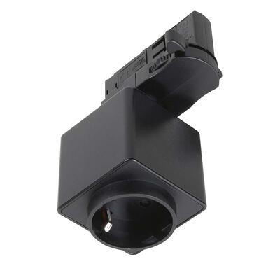 STECKDOSEN MULTI ADAPTER für 3-PHASEN STROMSCHIENEN, SCHUKO, schwarz