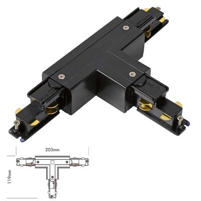 3 Fase DALI Track T-Connector - black right/right