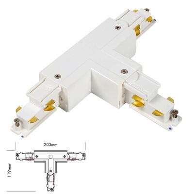 T-VERBINDER für 3-PHASEN DALI STROMSCHIENEN, SCHUTZLEITER INNEN, rechts, weiss