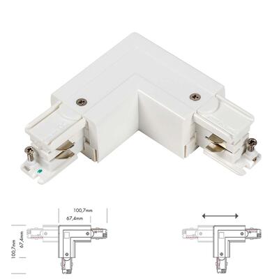 3 Fase Track L-Connector - white