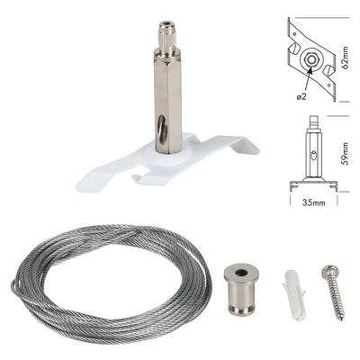 SEILABHÄNGUNG-SET für 3-PHASEN STROMSCHIENEN, weiss