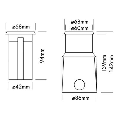 REC IP68 LIGHT 1x 3 Watt MONO asym. 45°/00, CW