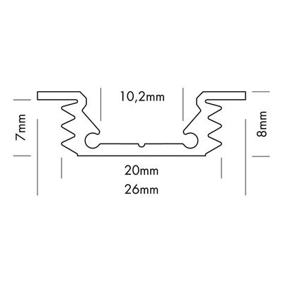 ALU PROFILE S-LINE FLAT REC weiss 2m