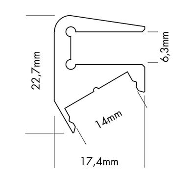 ALU PROFILE S-LINE GLASS 6mm silber 3m