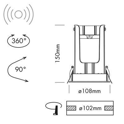 SMART RECESSED SPOT DUAL SENSOR - 15W, 230VAC, 36°, weiss, Auto CCT