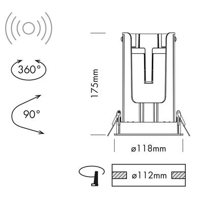 SMART RECESSED SPOT DUAL SENSOR - 30W, 230VAC, 20°, weiss, Auto CCT