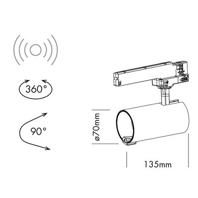 SMART TRACKLIGHT DUAL SENSOR - 15W, 230VAC, 20°, weiss, Auto CCT